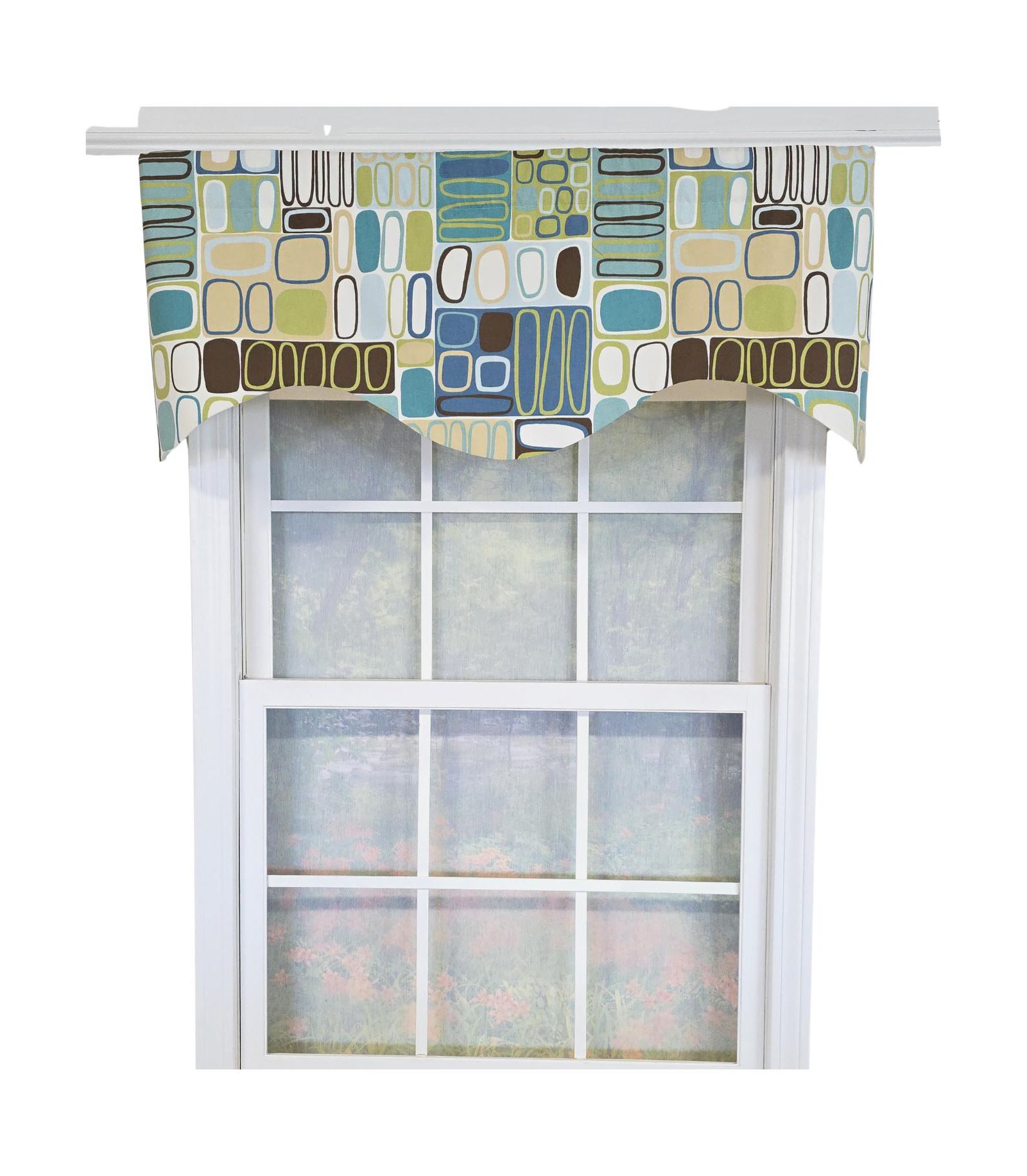 RLF Home Mesmerize Cornice Valance - 100% Cotton with Ivory Lining 50" x 17"  Green