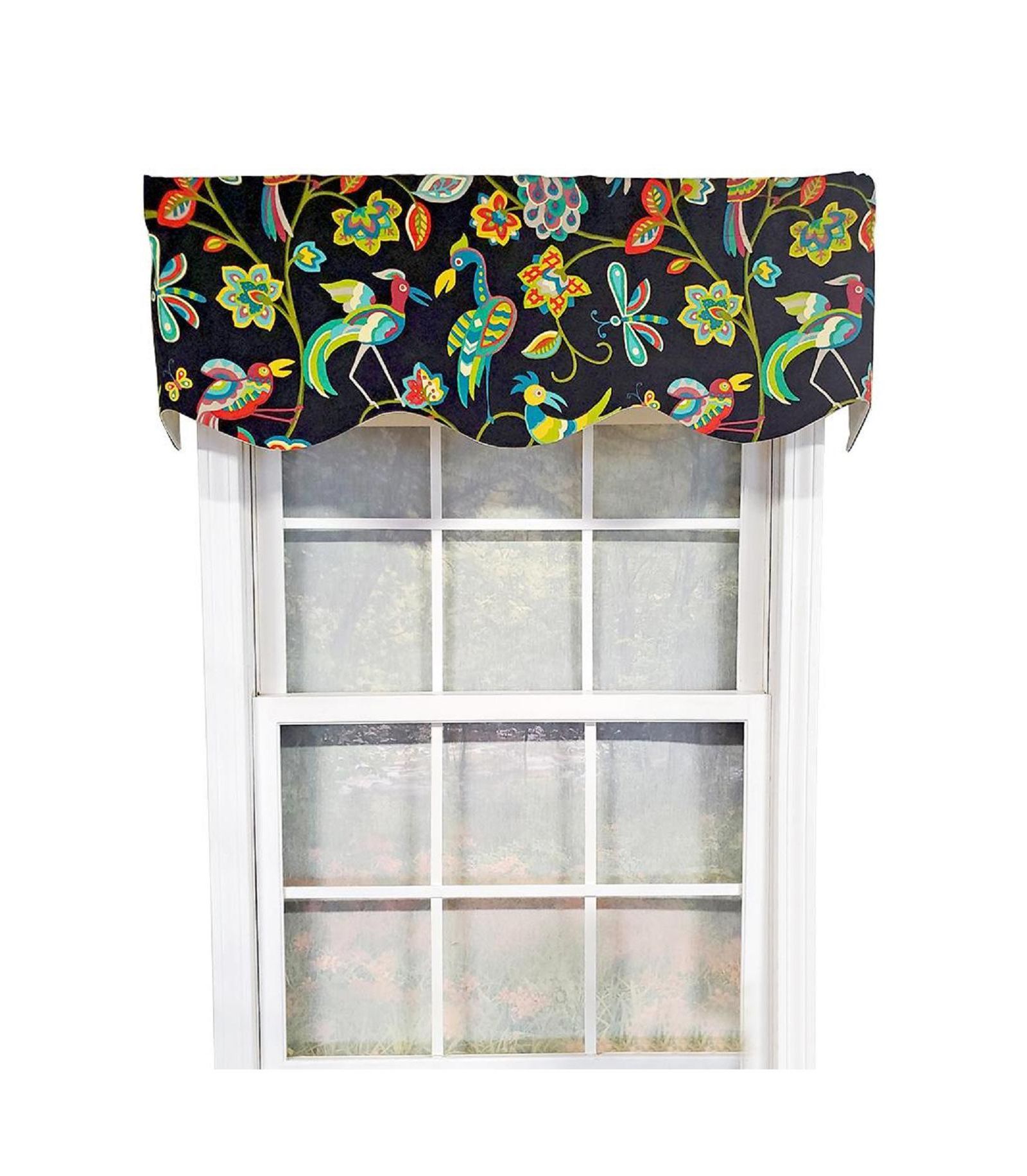 RLF Home Locos Birds Provance 3" Rod Pocket Lining Luxurious and Elegant Window Treatment Valance.