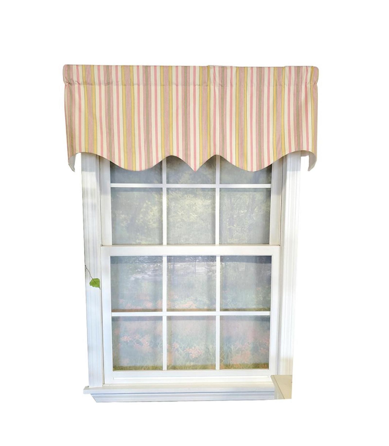 RLF Home Guava Stripe Regal 3" Rod Pocket Lining Luxurious and Elegant Window Treatment Valance 50" x 17" Pink