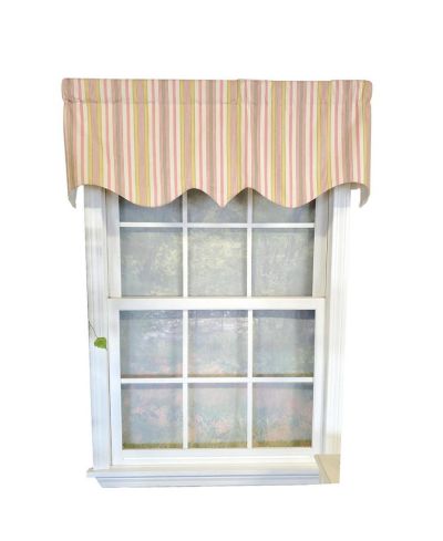 RLF Home Guava Stripe Regal 3" Rod Pocket Lining Luxurious and Elegant Window Treatment Valance 50" x 17" Pink