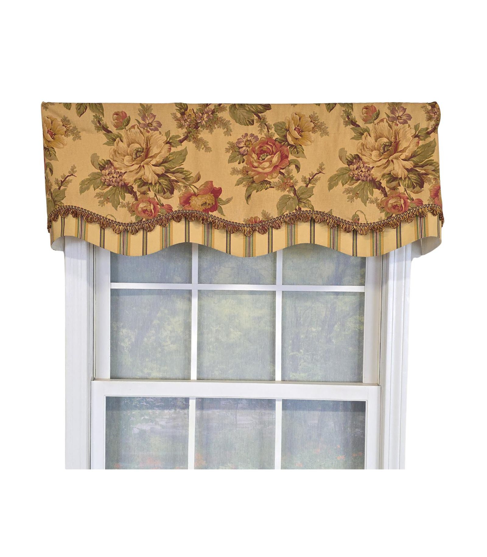RLF Home 100% Cotton Dewsbury Glory Fully lined Windows Rod Pocket Valance 50" x 16"