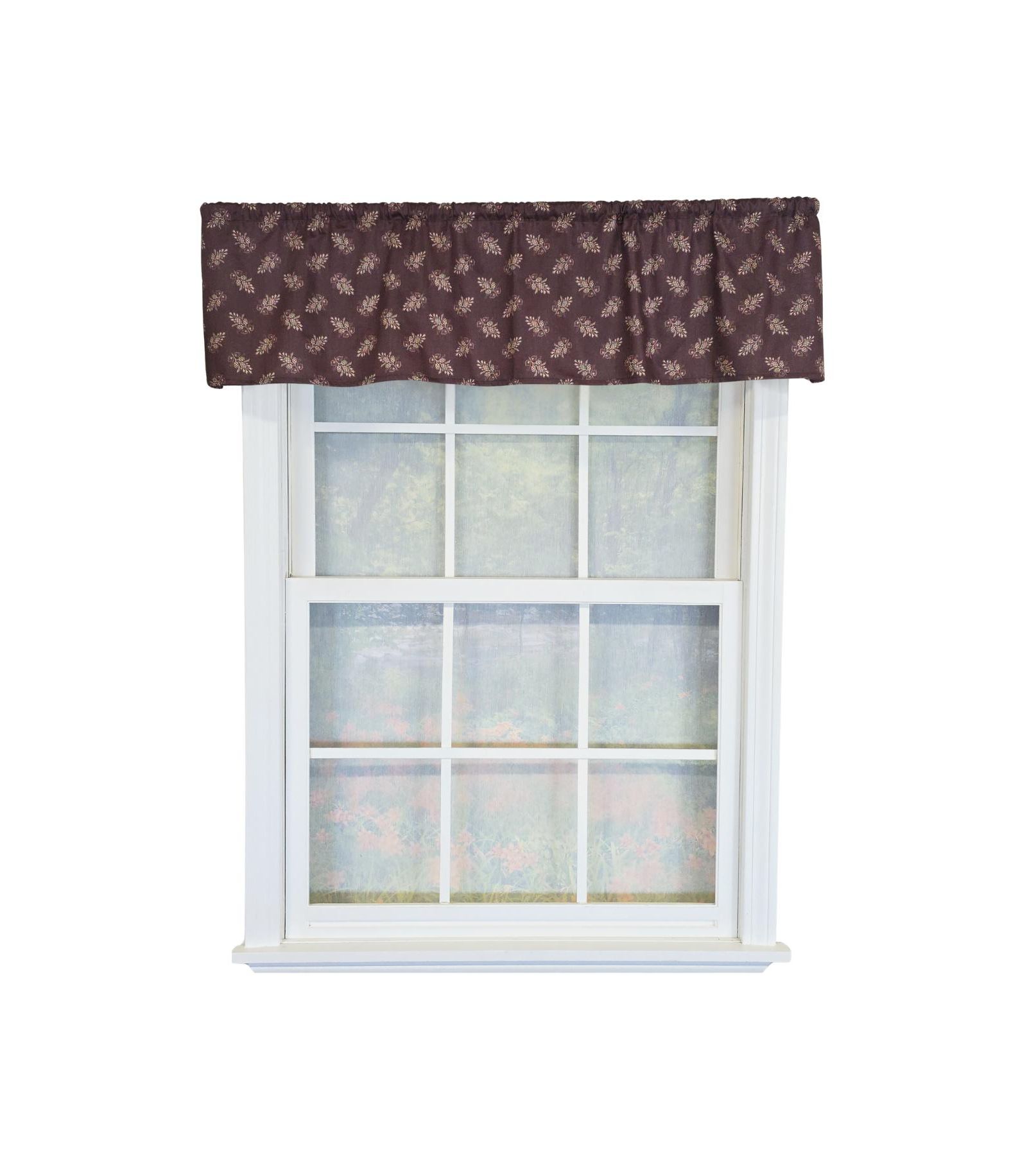 Занавеска RLF Home 100% Cotton Pine Cones Tailored Unlined Windows Rod Pocket Valance 51" x 12" Egg Plant