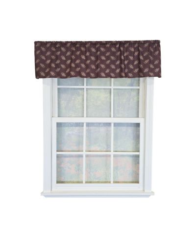 RLF Home 100% Cotton Pine Cones Tailored Unlined Windows Rod Pocket Valance 51" x 12" Egg Plant