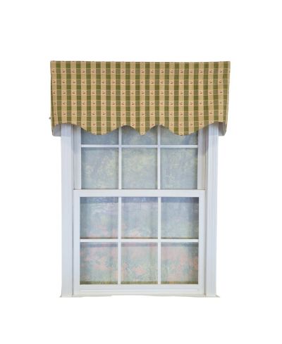 RLF Home 100% Cotton Cherry Squares Regal With Poly/Cotton lining Rod Pocket Valance 50" x 15"