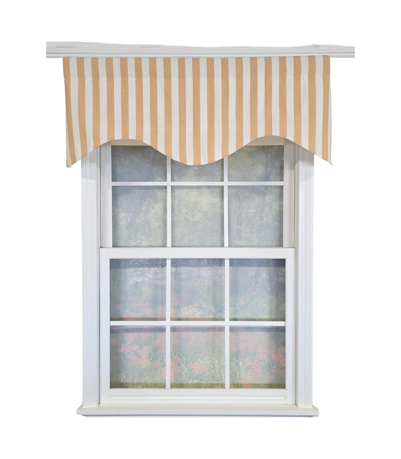 RLF Home Playa Stripe Cornice Traditional Valance Tan 100% Cotton Lined 50" x 17"  Tan