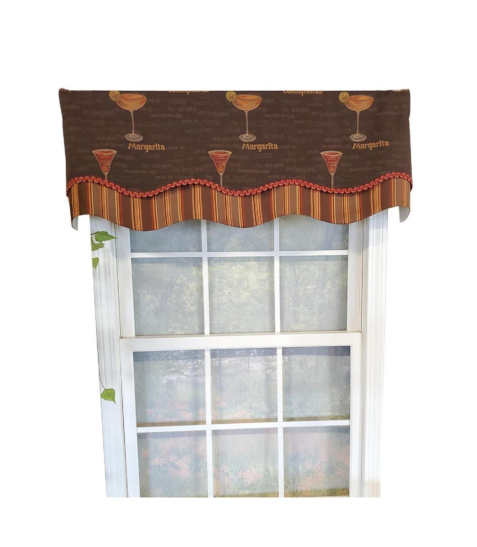 RLF Home Margarita Glory 3" Rod Pocket Lining Luxurious and Elegant Window Treatment Valance 50" x 16" Oakwood