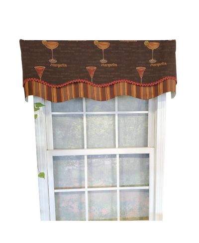 RLF Home Margarita Glory 3" Rod Pocket Lining Luxurious and Elegant Window Treatment Valance 50" x 16" Oakwood
