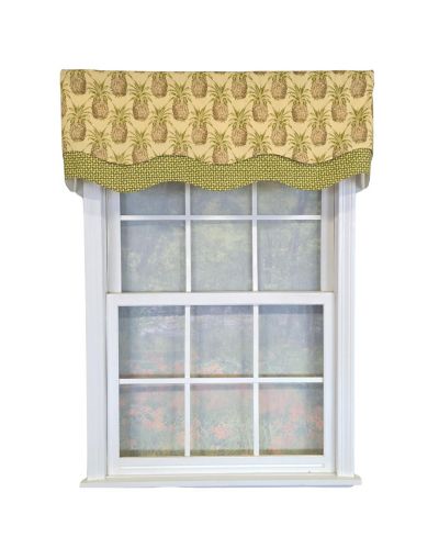 RLF Home 100% Cotton Kingston Glory Fully lined Windows Rod Pocket Valance 50" x 16" Yellow