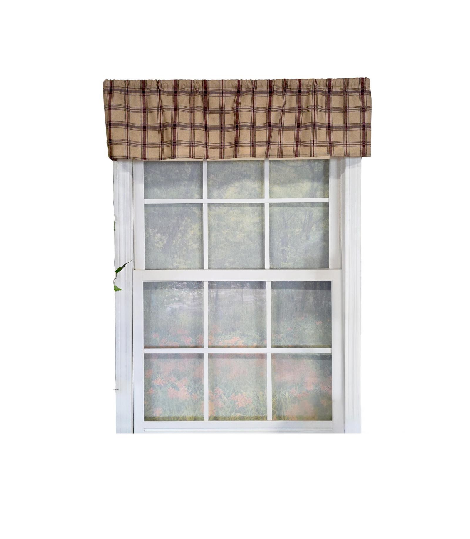 RLF Home 100% Cotton Clambake Plaid Tailored  Unlined Windows Rod Pocket Valance 51" x 12"  Grape