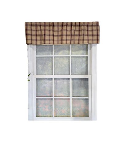 RLF Home 100% Cotton Clambake Plaid Tailored  Unlined Windows Rod Pocket Valance 51" x 12"  Grape