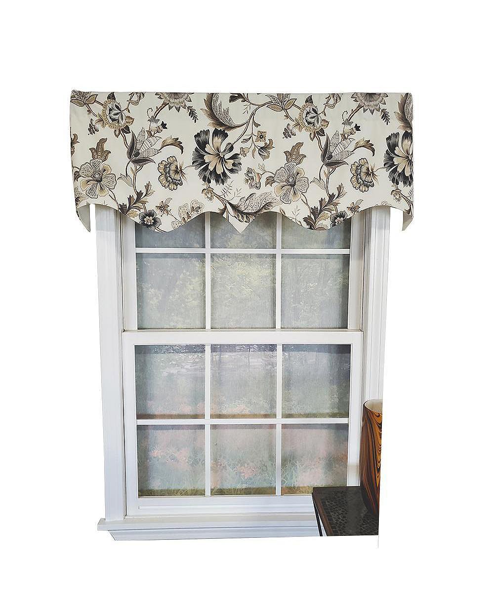 RLF Home Tannzibar Regal 3" Rod Pocket Lining Luxurious and Elegant Window Treatment Valance 50" x 17" Gray