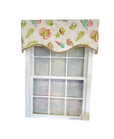 RLF Home Bay Beach Cornice 3" Rod Pocket Lining Luxurious and Elegant Window Treatment Valance 50" x 17" Multi