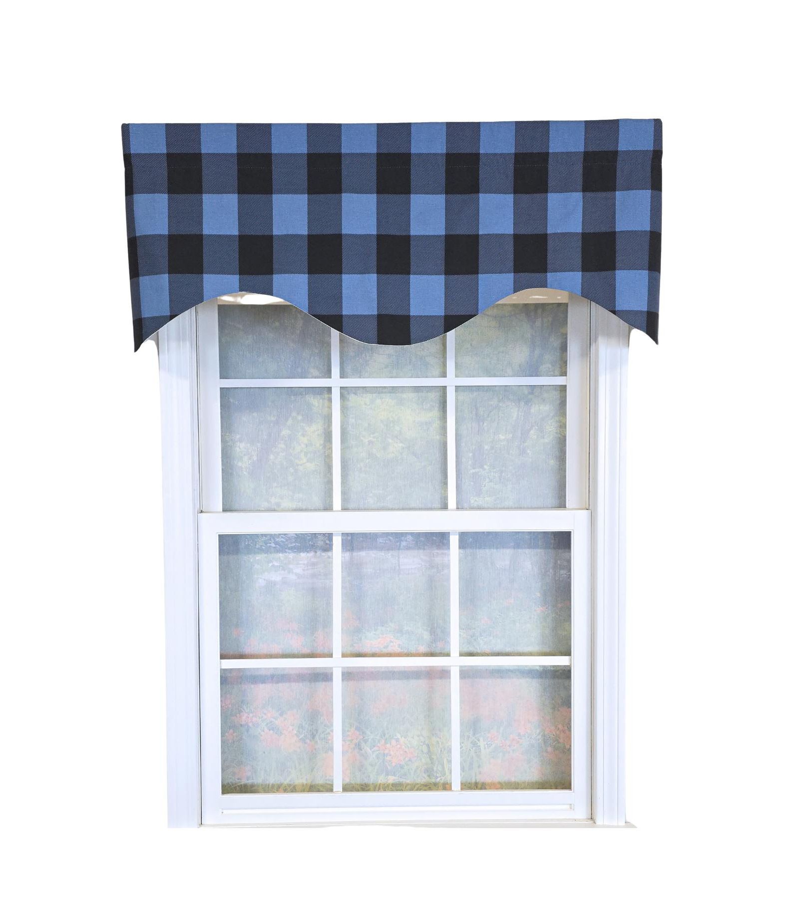 RLF Home 100% Cotton Barnyard Check Cornice Fully lined Windows Rod Pocket Valance 50" x 17"
