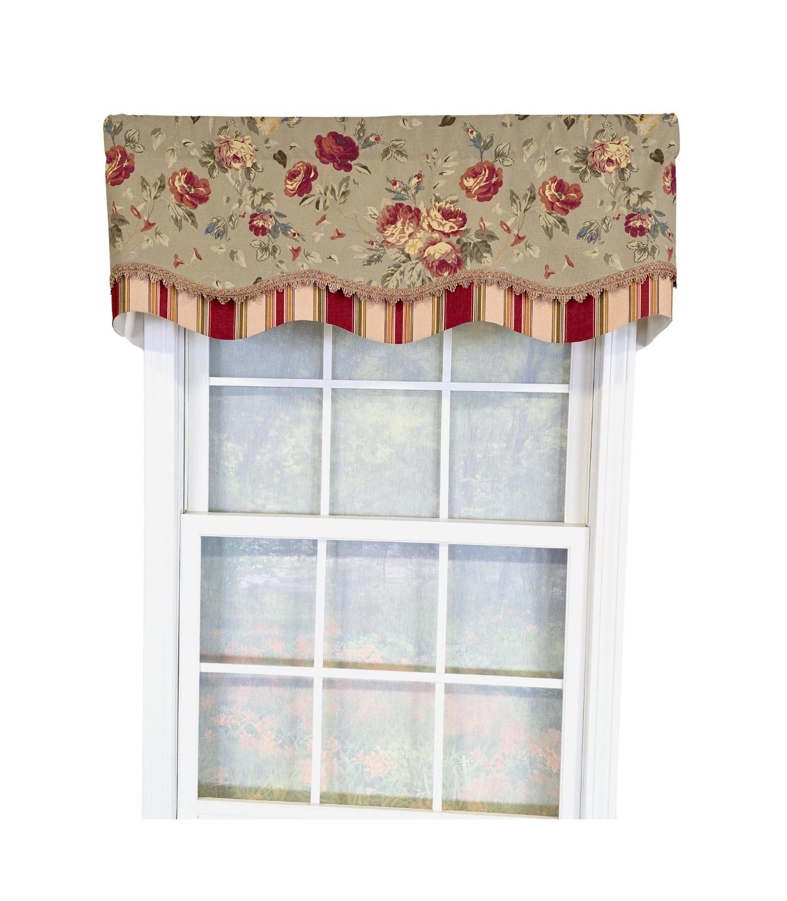 RLF Home 100% Cotton Lymington Glory  Fully lined Windows Rod Pocket Valance 50" x 16"