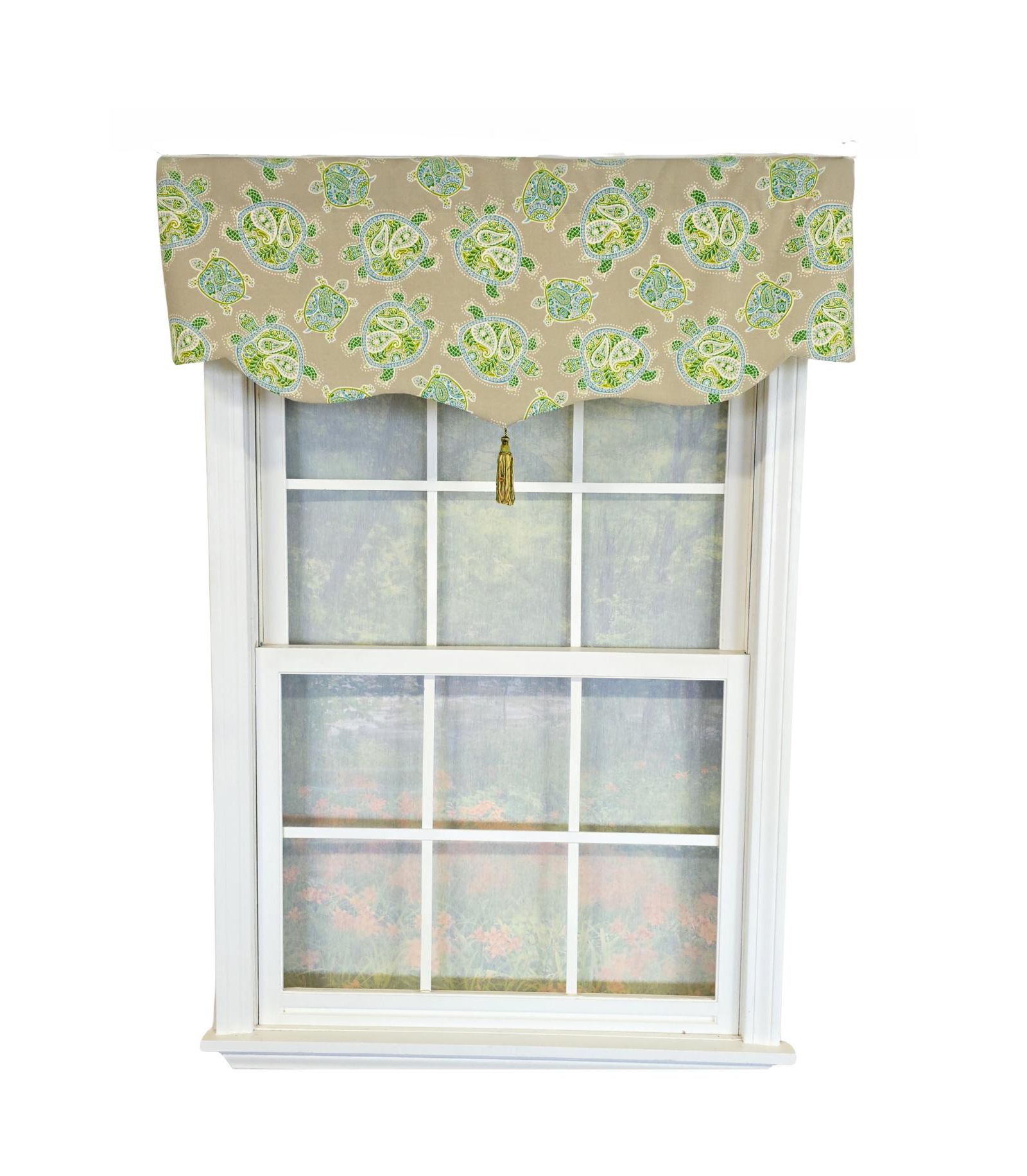 RLF Home 100% Cotton Tortuga Stanform  Fully lined Windows Rod Pocket Valance 50" x 16"
