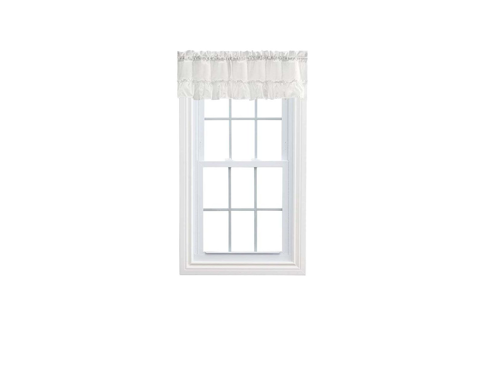 Ellis Stacey 1.5" Rod Pocket High Quality Fabric Solid Color Window Ruffled Filler Valance 54"x13" Ice Cream