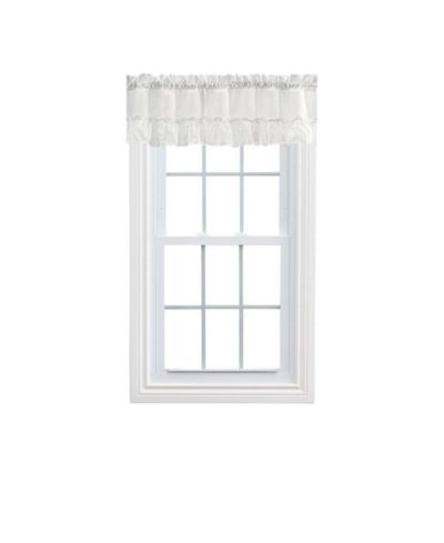 Ellis Stacey 1.5" Rod Pocket High Quality Fabric Solid Color Window Ruffled Filler Valance 54"x13" Ice Cream