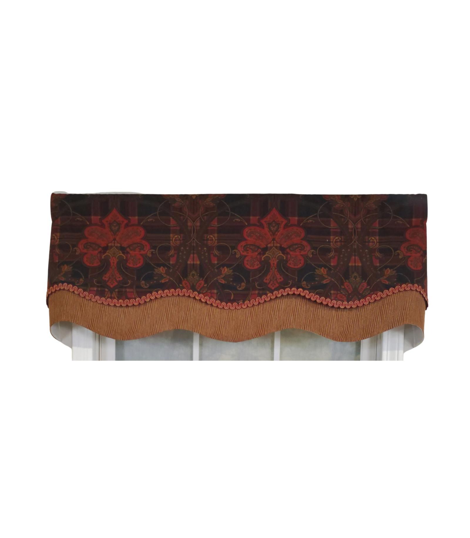 RLF Home 3" Rod Pocket High Quality Fabric Espadas Glory Valance for Windows 50" x 16" Burgundy