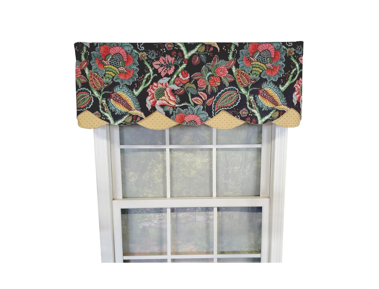 RLF Home Zoe Petticoat 3" Rod Pocket Lining Luxurious and Elegant Window Treatment Valance 50" x 15" Black