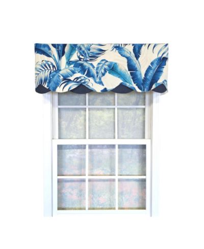 RLF Home 100% Cotton Plantain Petticoat  Fully lined Windows Rod Pocket Valance 50" x 15"  Navy