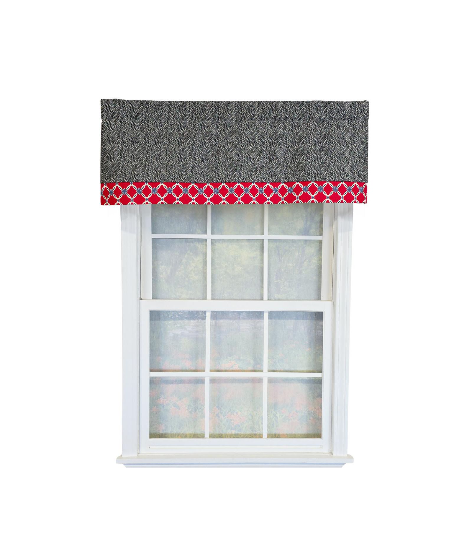 RLF Home 100% Cotton Brazil Banded  Fully lined Windows Rod Pocket Valance 50" x 16"  Red