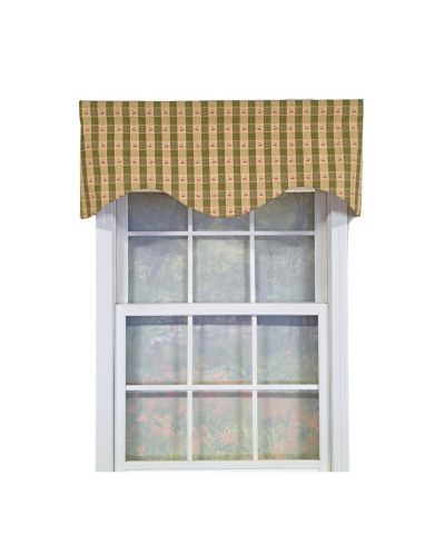 RLF Home 100% Cotton Cherry Plaid Cornice  Fully lined Windows Rod Pocket Valance 50" x 17"  Green