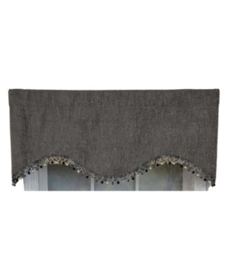 RLF Home 3" Rod Pocket High Quality Fabric Jasper Cornice Valance with Tassel Trim for Windows 50" x 17" Charcoal