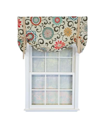 RLF Home 100% Cotton Monterrey Tie-Up  Fully lined Windows Rod Pocket Valance 50" x 23"  Cream