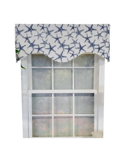 RLF Home Sea Friends Cornice 3" Rod Pocket Lining Luxurious and Elegant Window Treatment Valance 50" x 17" Navy
