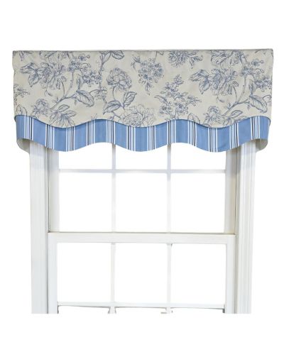 RLF Home 100% Cotton Ashington Glory  Fully lined Windows Rod Pocket Valance 50" x 16"  Blue