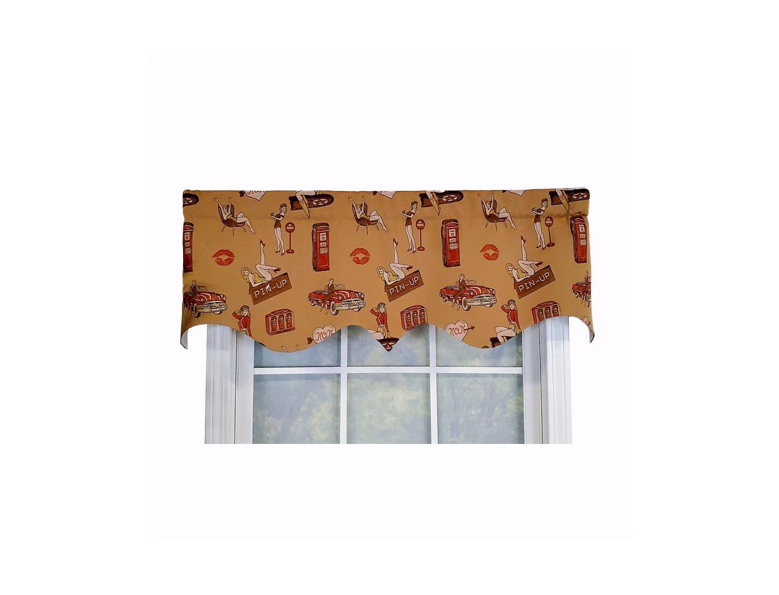 RLF Home Modern Design Classic Pin-Up Regal Style Window Valance 50" x 17" Light Oak