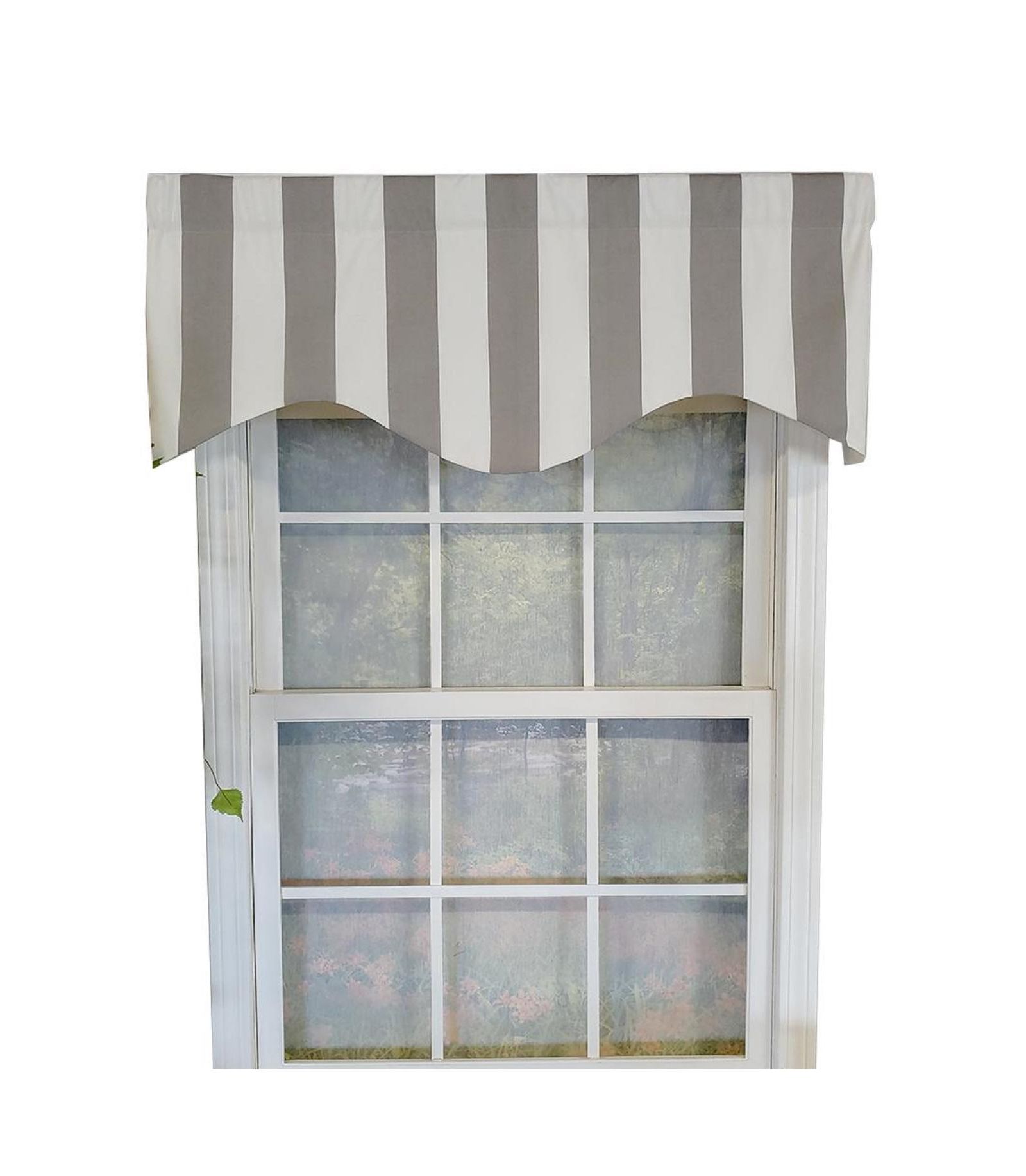 RLF Home Cabana Stripe Cornice 3" Rod Pocket Lining Luxurious and Elegant Window Treatment Valance 50" x 17"