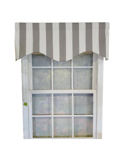 RLF Home Cabana Stripe Cornice 3" Rod Pocket Lining Luxurious and Elegant Window Treatment Valance 50" x 17"