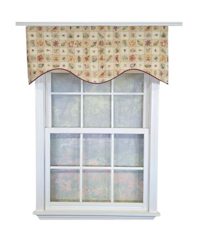 RLF Home Botanical Cornice Valance - 100% Cotton with Ivory Lining 50" x 17"  Beige