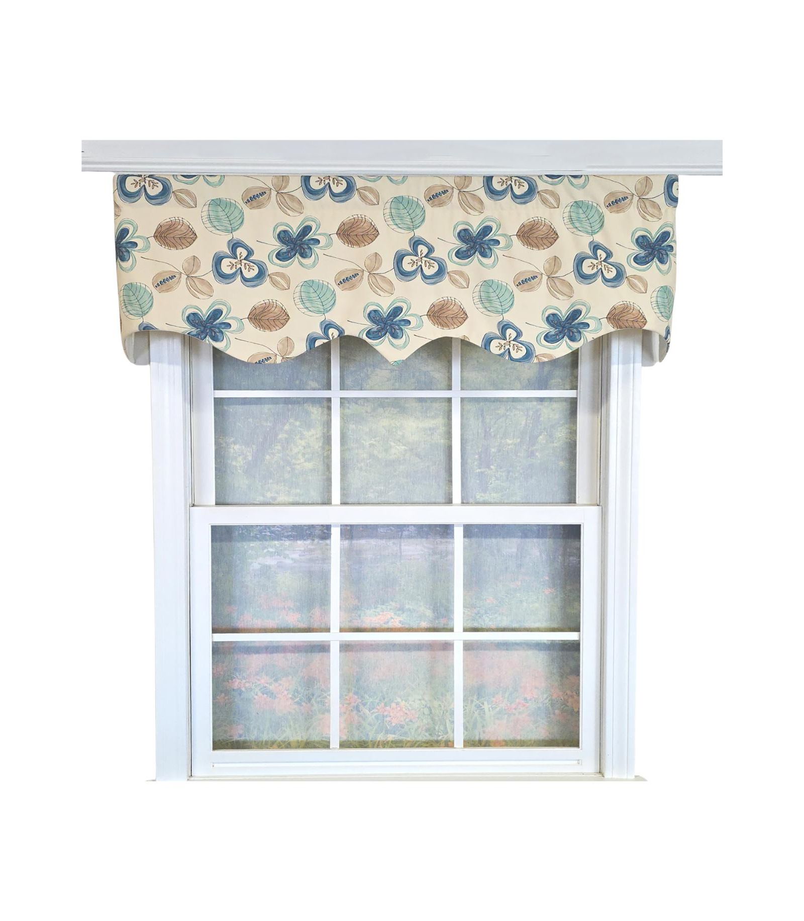 RLF Home 100% Cotton Jolly Regal  Fully lined Windows Rod Pocket Valance 50" x 17"  Cream