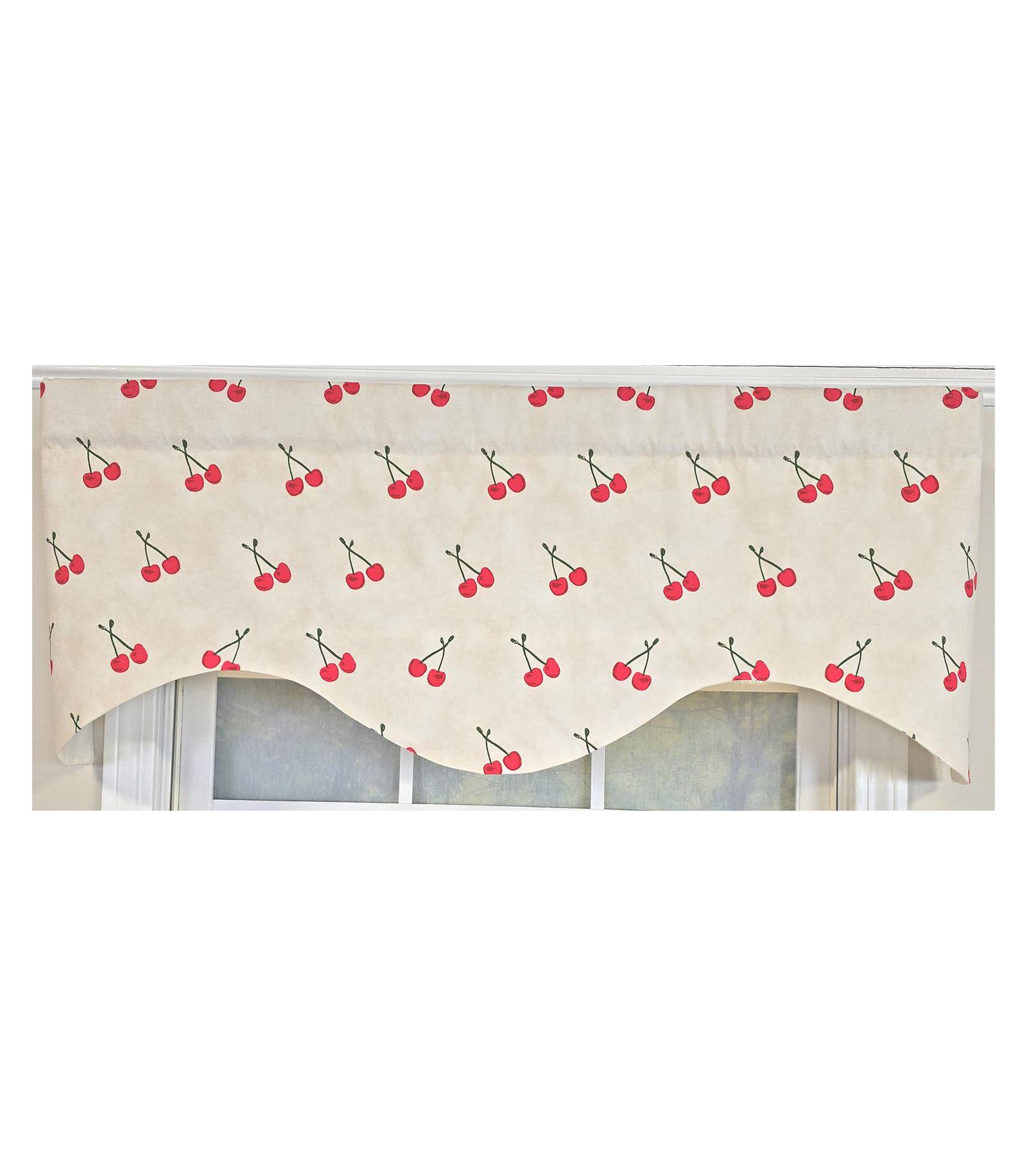 RLF Home 100% Cotton Cherry Dance Glory  Fully lined Windows Rod Pocket Valance 50" x 16"  Red