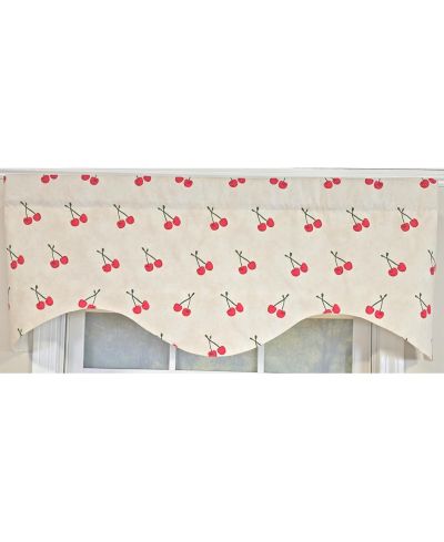 RLF Home 100% Cotton Cherry Dance Glory  Fully lined Windows Rod Pocket Valance 50" x 16"  Red