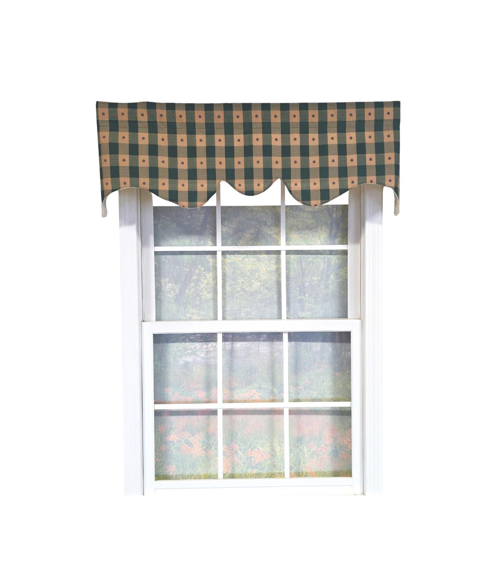 RLF Home 100% PolyesterCollette Squares Shaped  Fully lined Windows Rod Pocket Valance 51" x 15"