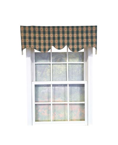 RLF Home 100% PolyesterCollette Squares Shaped  Fully lined Windows Rod Pocket Valance 51" x 15"