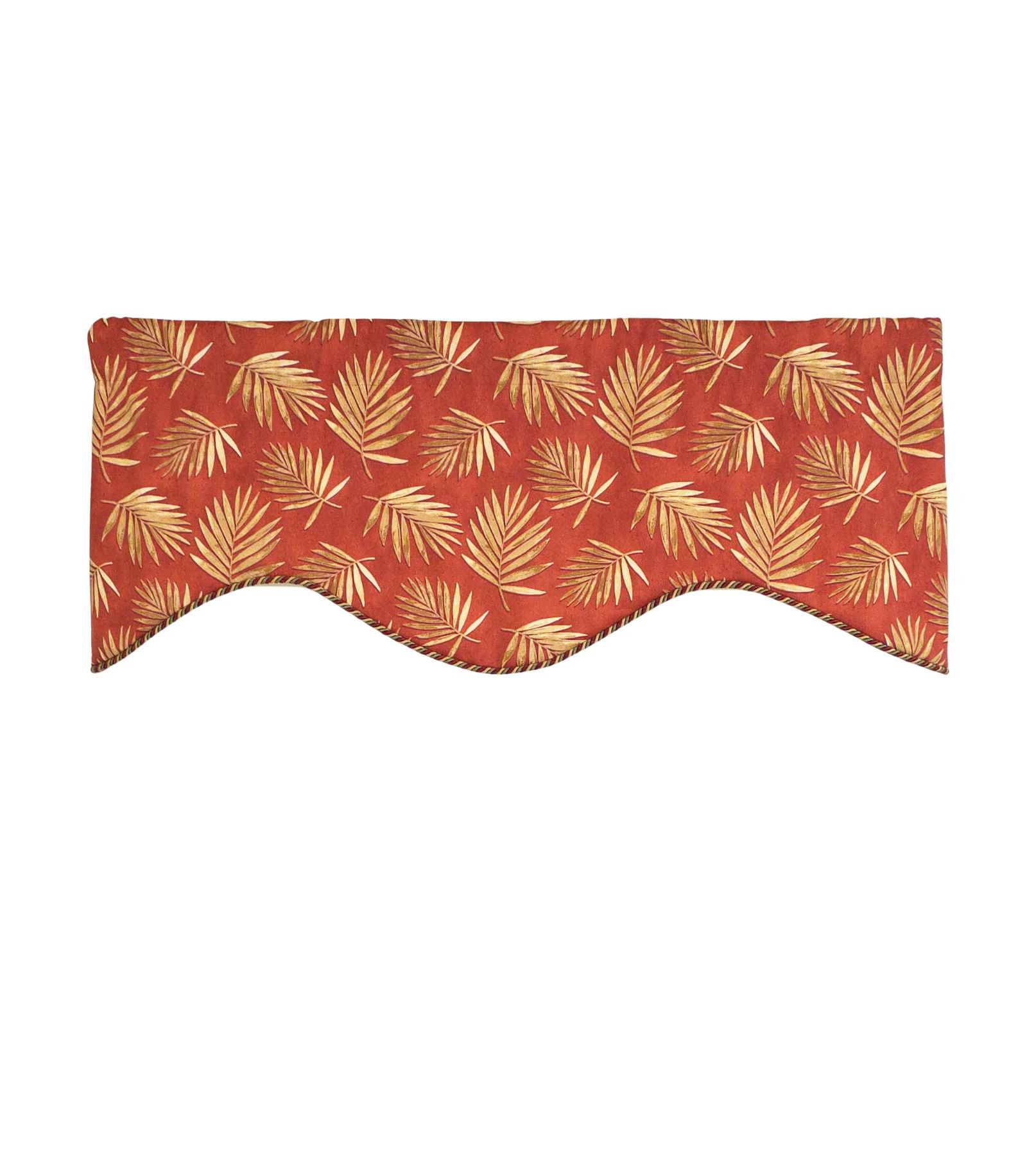 RLF Home 100% Cotton Hawthorn Cornice With Poly/Cotton Ivory lining Rod Pocket Valance 50" x 17" Red