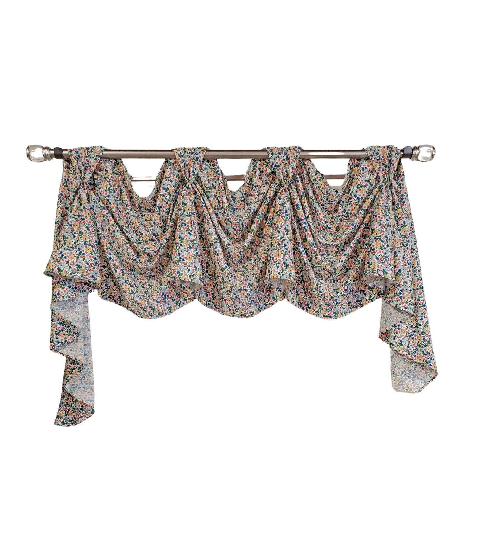 RLF Home 3" Rod Pocket High Quality Fabric Petite Flower 3-S Victory Swag for Windows 54" x 15" Multi