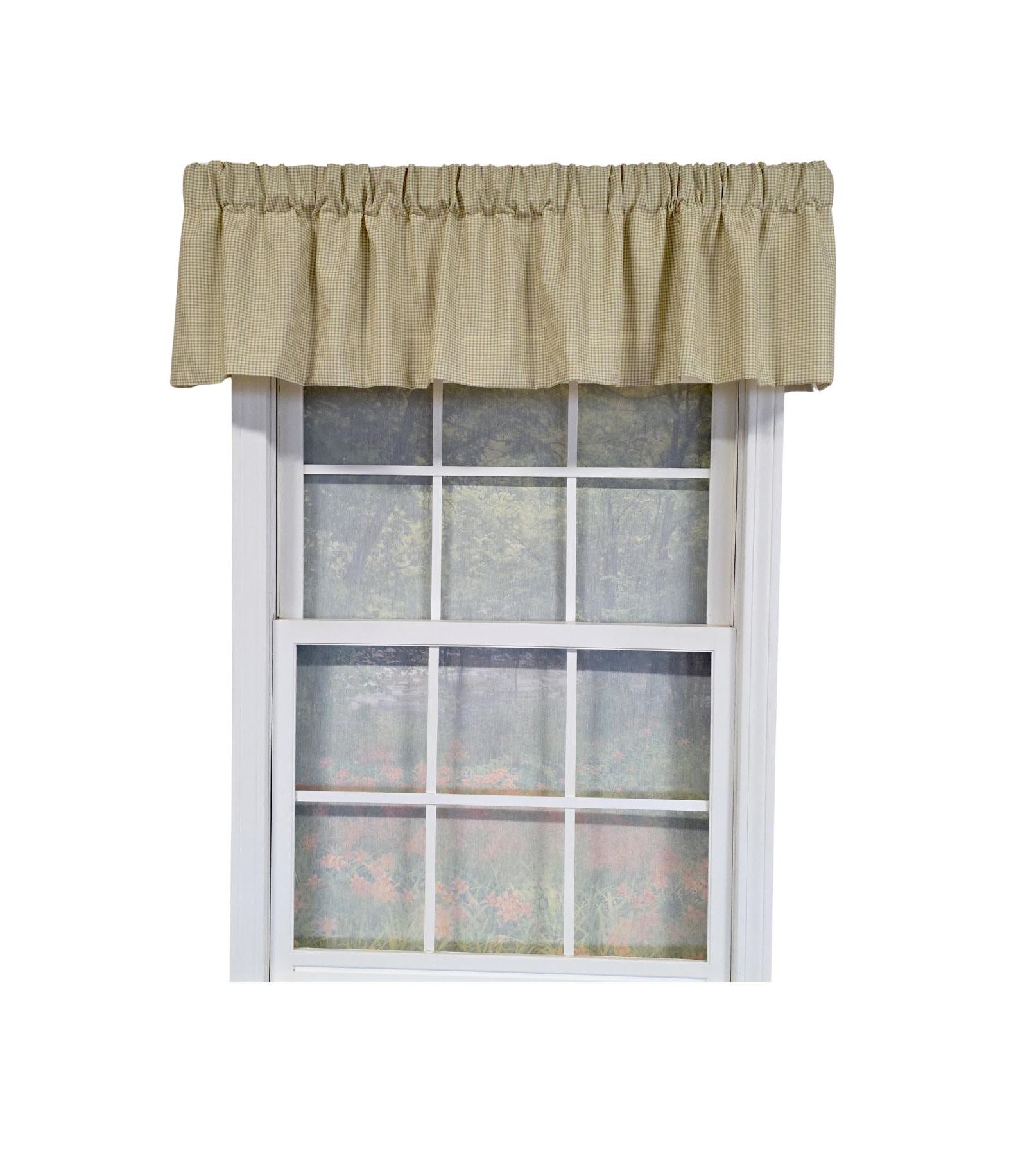RLF Home 100% Cotton Crosswell Tailored  Fully lined Windows Rod Pocket Valance 76" x 14"  Sage