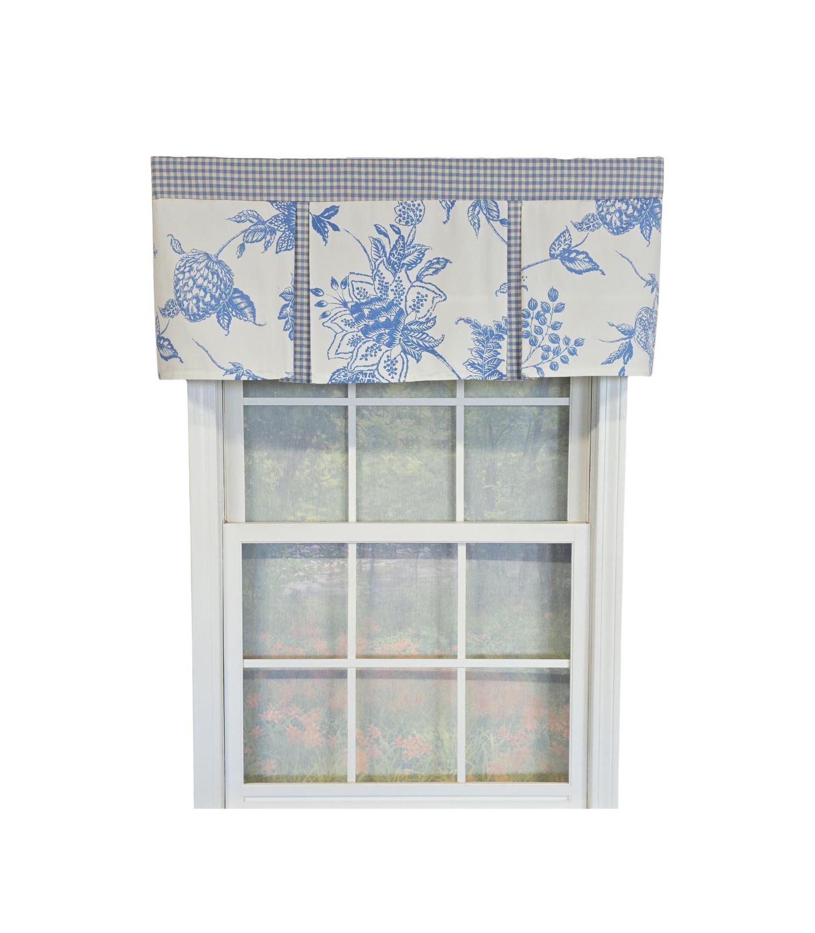 Занавеска RLF Home 100% Cotton Natalia Pleated Unlined Windows Rod Pocket 50" x 17" Blue