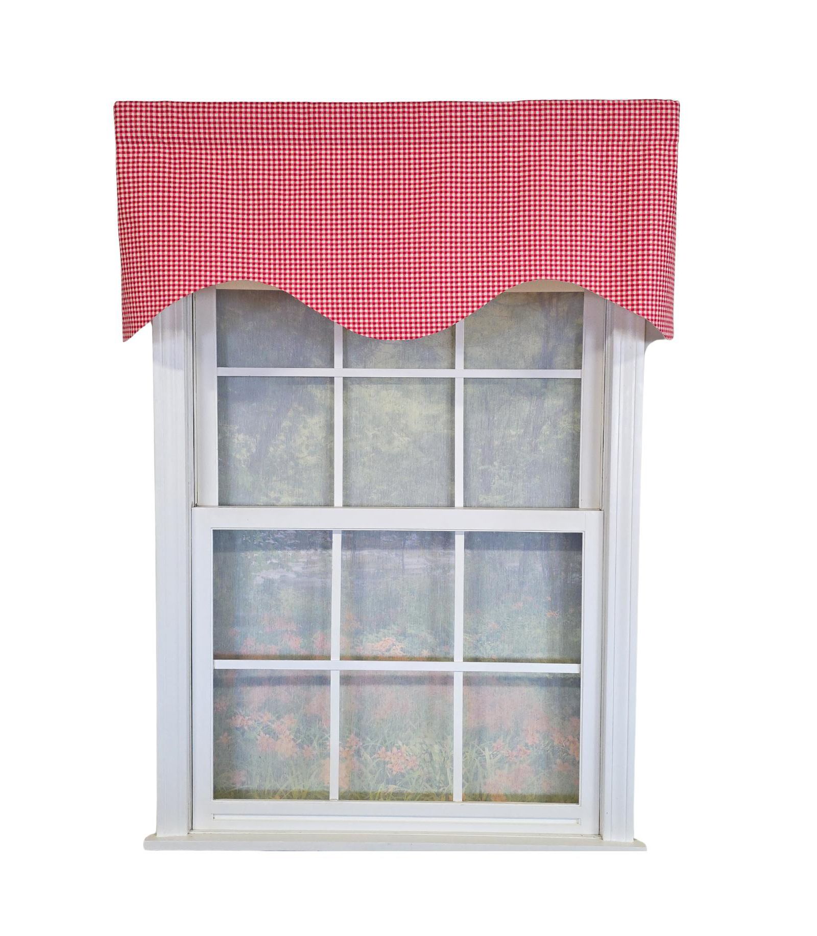Занавеска RLF Home Cherry Check Cornice Valance - 100% Cotton with Ivory Lining 50" x 17" Red