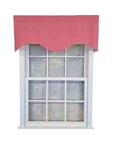 Занавеска RLF Home Cherry Check Cornice Valance - 100% Cotton with Ivory Lining 50" x 17" Red