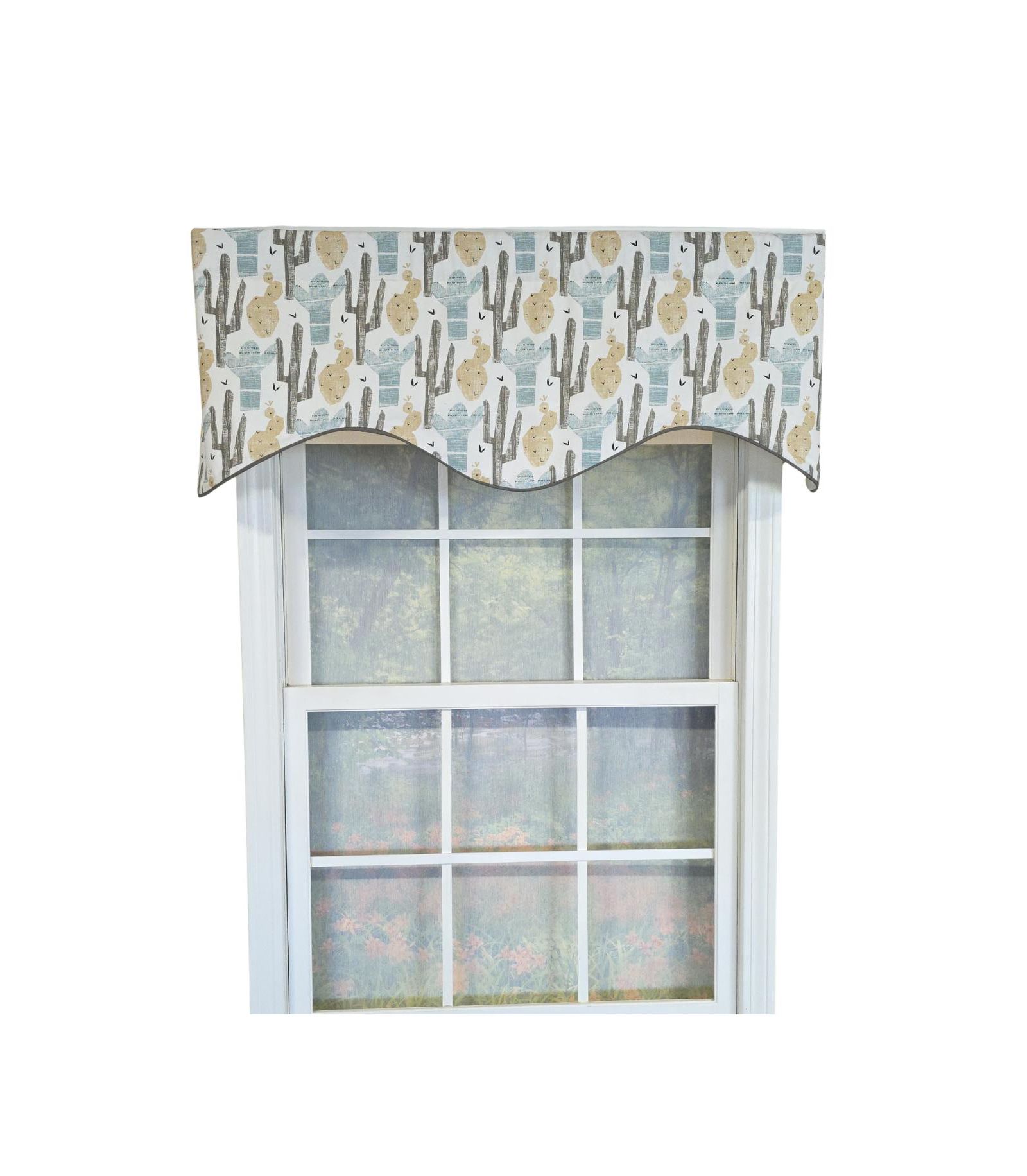 RLF Home 100% Cotton Arizona Cornice  Fully lined Windows Rod Pocket Valance 50" x 17"  Natural