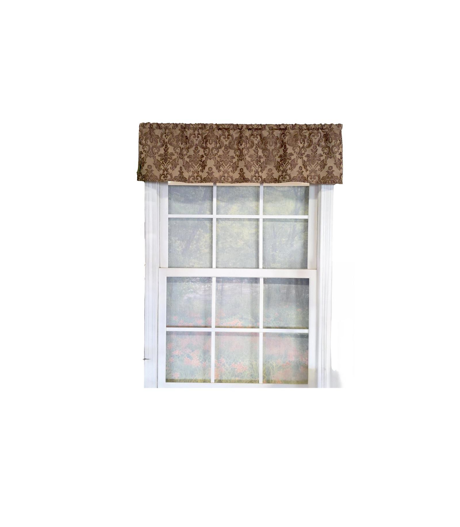 RLF Home 100% Cotton Marruecos Tailored  Unlined Windows Rod Pocket Valance 51" x 12"  Brown