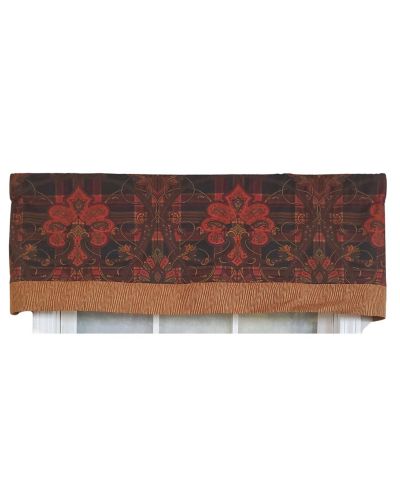 RLF Home 3" Rod Pocket High Quality Fabric Espadas Banded Valance for Windows 50" x 16" Burgundy