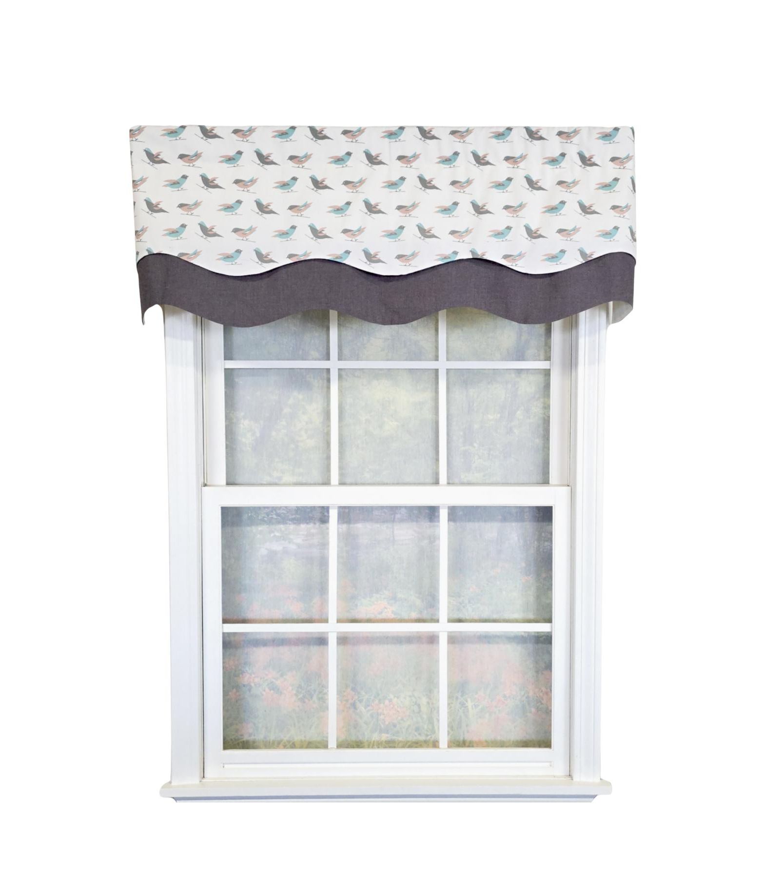 RLF Home 100% Cotton Avain Glory  Fully lined Windows Rod Pocket Valance 50" x 16"  Gray