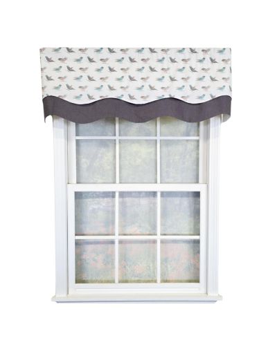 RLF Home 100% Cotton Avain Glory  Fully lined Windows Rod Pocket Valance 50" x 16"  Gray